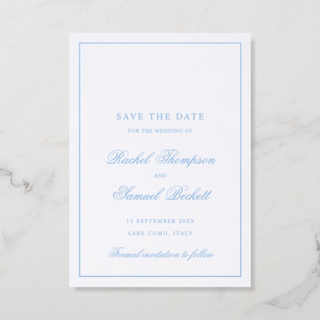 Classic Calligraphy Wedding Save the Date Letterpress Photo Cards (Front)