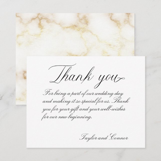 Classic Calligraphy Wedding Thank You Card (Front/Back)