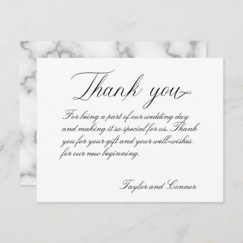 Classic Calligraphy Wedding Thank You Card