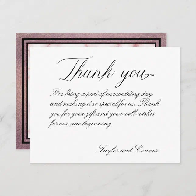 Classic Calligraphy Wedding Thank You Card | Zazzle