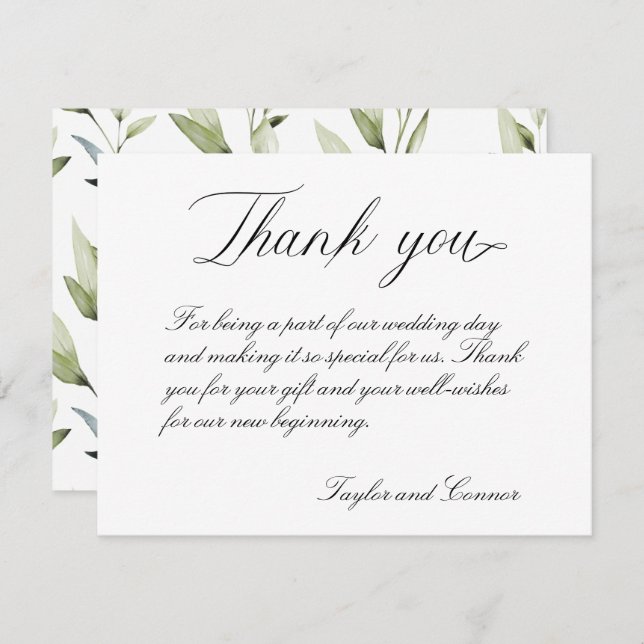 Classic Calligraphy Wedding Thank You Card (Front/Back)