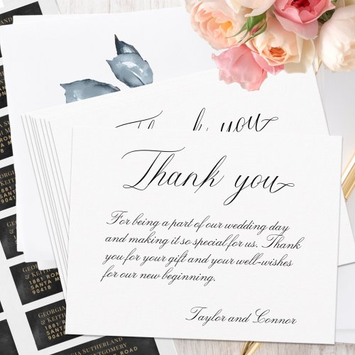 Classic Calligraphy Wedding Thank You Card