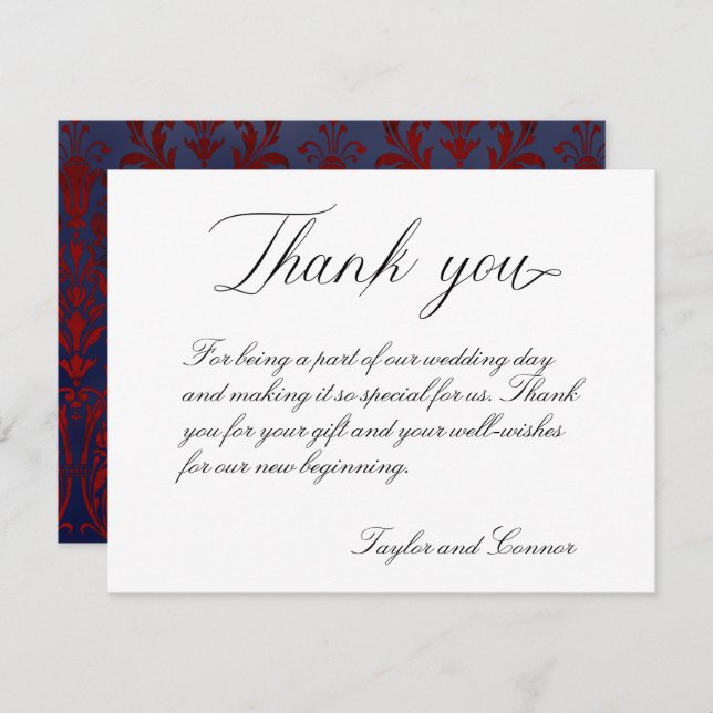 Classic Calligraphy Wedding Thank You Card (Front/Back)