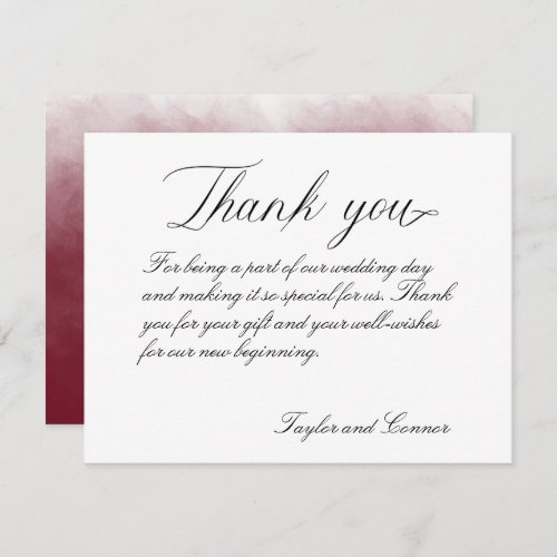 Classic Calligraphy Wedding Thank You Card