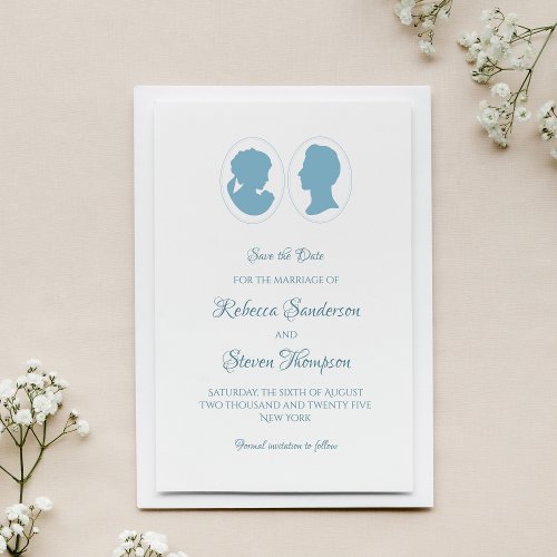 Classic Cameo Regency Blue Wedding Save The Date