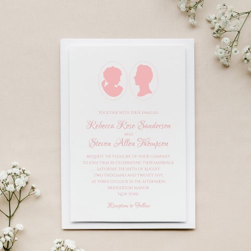 Classic Cameo Regency Pink Wedding Invitation