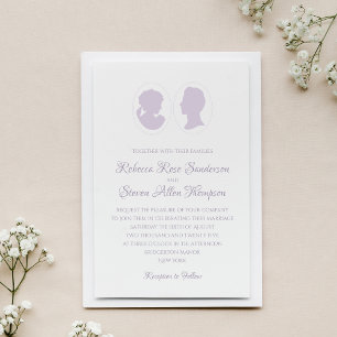 Classic Cameo Regency Purple Wedding Invitation