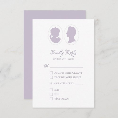 Classic Cameo Regency Purple Wedding RSVP Card