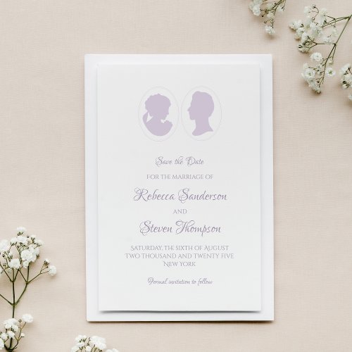 Classic Cameo Regency Purple Wedding Save The Date