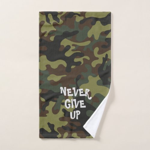 Classic Camo Tried and True Never Give Up Sweat Hand Towel