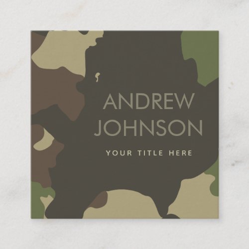 Classic Camouflage Military Style Green  Brown Square Business Card
