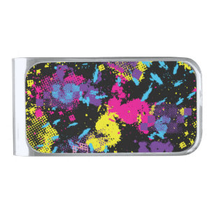 Classic Camouflage: Seamless Vintage Pattern Silver Finish Money Clip