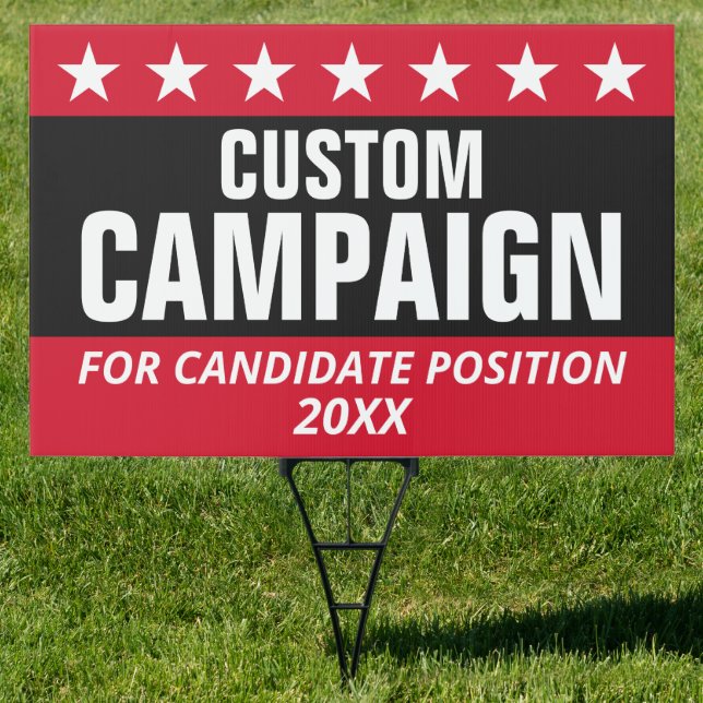 Classic Campaign Design Star Custom Name black red Sign (Insitu)