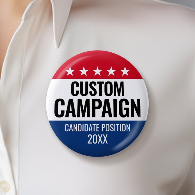 Classic Campaign Design Stars Custom Name Position Button (Custom Campaign Button - Great Rally button for the Next Election)