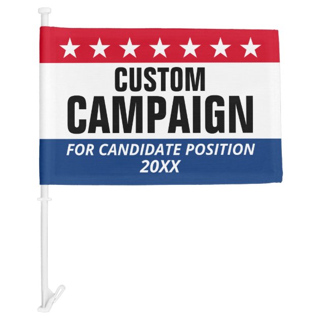 Classic Campaign Design Stars Custom Name Position Car Flag Zazzle