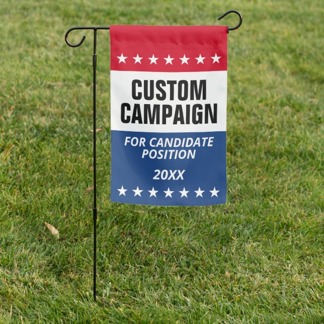 Classic Campaign Design Stars Custom Name Position Garden Flag (In SItu)