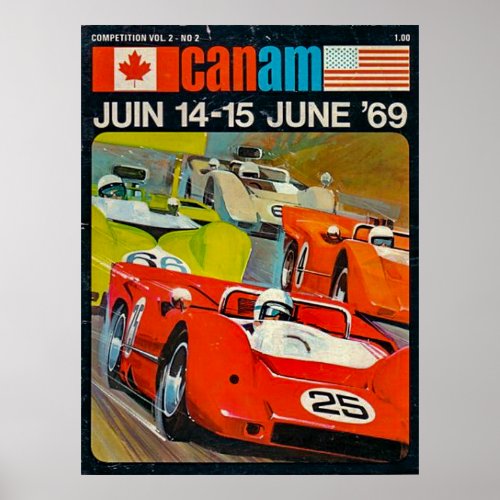 Classic Can_Am Racing Poster MontTremblantCA 1969 Poster
