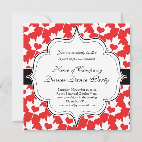 Classic Canadian Flag Maple Leaf with Heart Invites