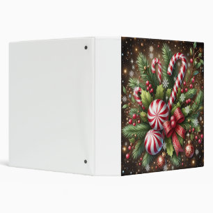 Classic Candy cane/peppermint Christmas greenery 3 Ring Binder