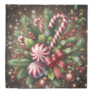 Classic Candy cane/peppermint Christmas greenery Duvet Cover