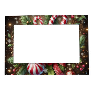 Classic Candy cane/peppermint Christmas greenery Magnetic Frame