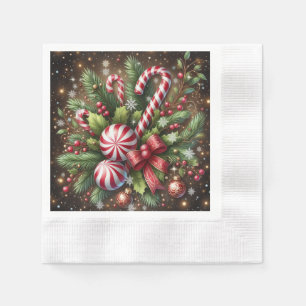 Classic Candy cane/peppermint Christmas greenery Napkins