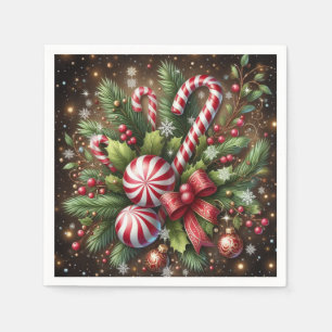 Classic Candy cane/peppermint Christmas greenery Napkins