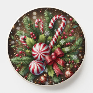 Classic Candy cane/peppermint Christmas greenery PopSocket