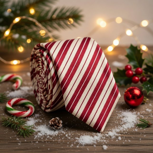 Classic Candy Cane Red & White Diagonal Striped Neck Tie (Creator Uploaded)