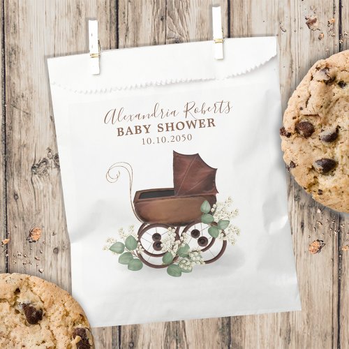 Classic Candy Favors Baby Shower Greenery Carriage Favor Bag