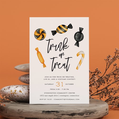 Classic Candy Trunk or Treat Halloween Party Invitation