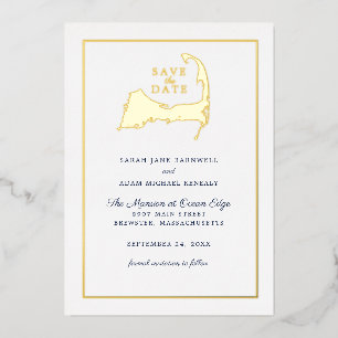 Classic Cape Cod Map Wedding Save the Date Foil Invitation