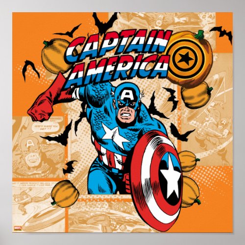 Classic Captain America Halloween Comic Panel Poster