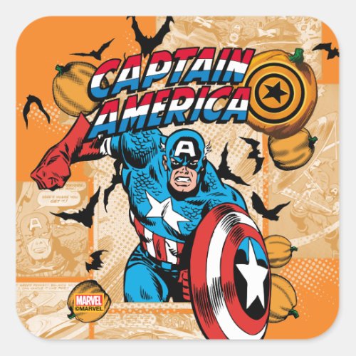 Classic Captain America Halloween Comic Panel Square Sticker