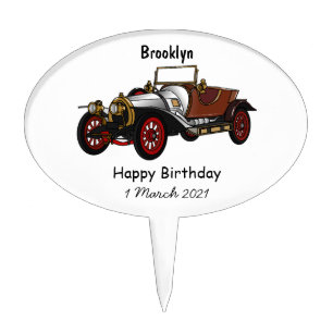 Classic car 1920 cartoon illustration cake topper