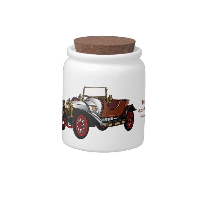 Classic car 1920 cartoon illustration candy jar (Left)