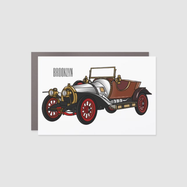 Classic car 1920 cartoon illustration car magnet (Front)