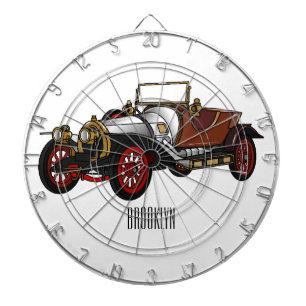 Classic car 1920 cartoon illustration dart board