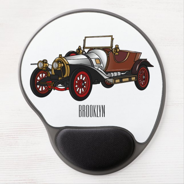 Classic car 1920 cartoon illustration gel mouse pad (Front)