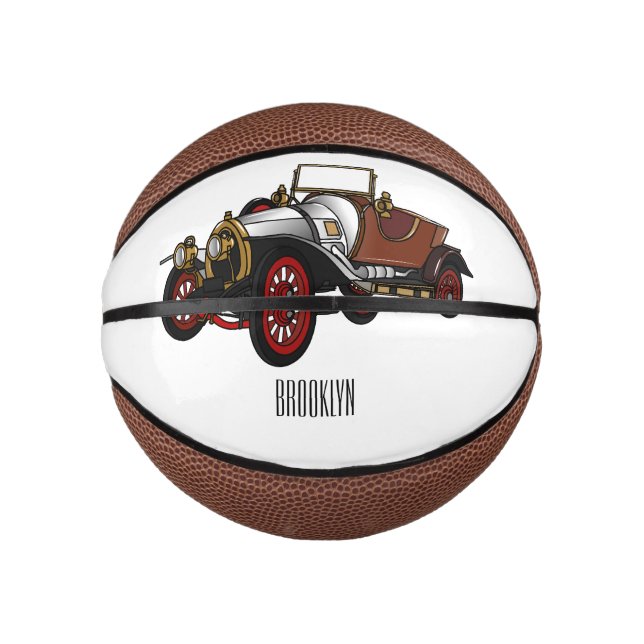 Classic car 1920 cartoon illustration mini basketball (Front)