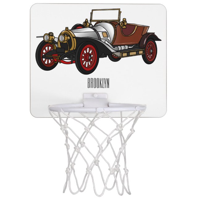 Classic car 1920 cartoon illustration mini basketball hoop (Front)