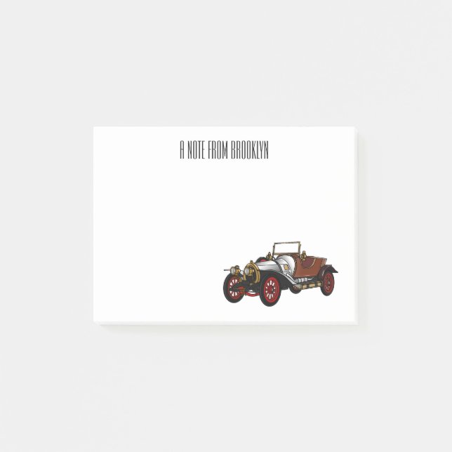 Classic car 1920 cartoon illustration post-it notes (Front)