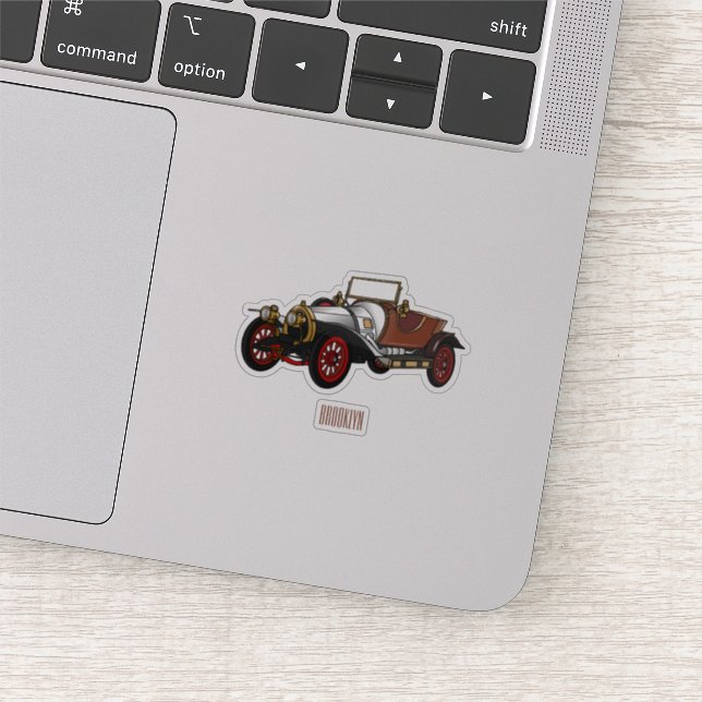 Classic car 1920 cartoon illustration sticker (Detail)