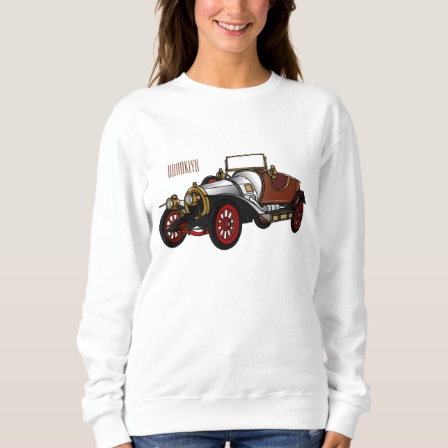 Classic car 1920 cartoon illustration sweatshirt (Front)