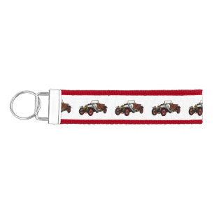 Classic car 1920 cartoon illustration wrist keychain