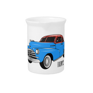 Classic car 1948 cartoon illustration beverage pitcher