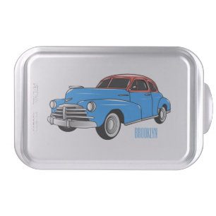 Classic car 1948 cartoon illustration cake pan