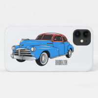 Classic car 1948 cartoon illustration