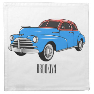 Classic car 1948 cartoon illustration cloth napkin