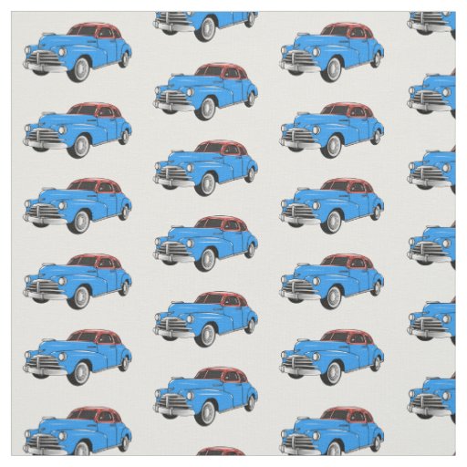 Classic car 1948 cartoon illustration fabric